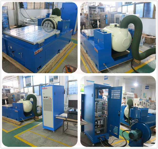 Electrodynamic vibration test system with fixture for electromechanical products – side view